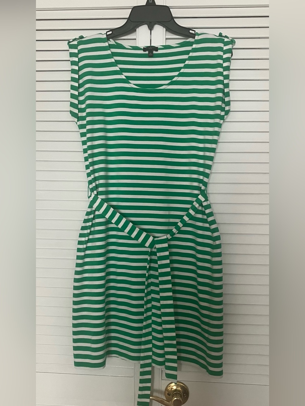 Talbots Green/White Striped Knit Dress